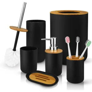 Livhil Bamboo Bathroom Accessories Set
