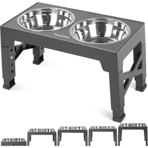 ZALALOVA Adjustable Elevated Dog Bowl Stand